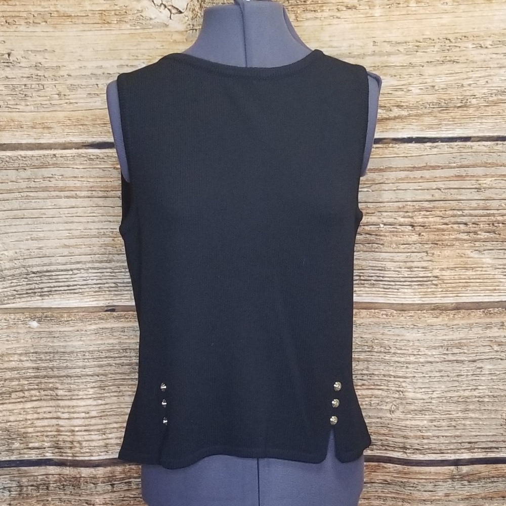 St. John Black Santana Knit Sleeveless Top Small